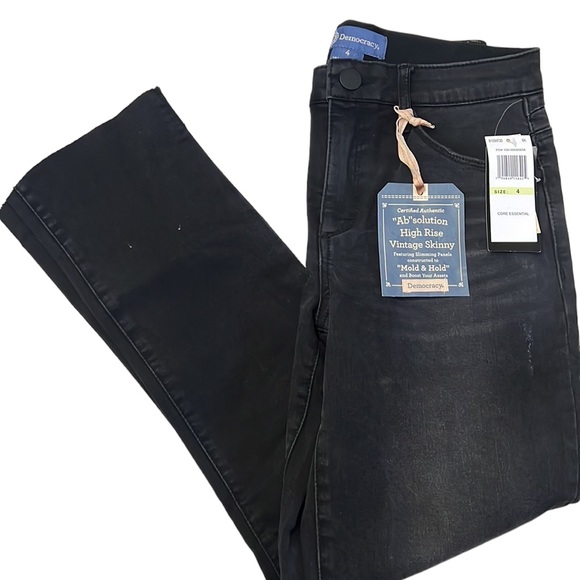 273 Democracy Black High Rise Vintage Skinny Ab Solutions Denim Jean - Picture 11 of 11
